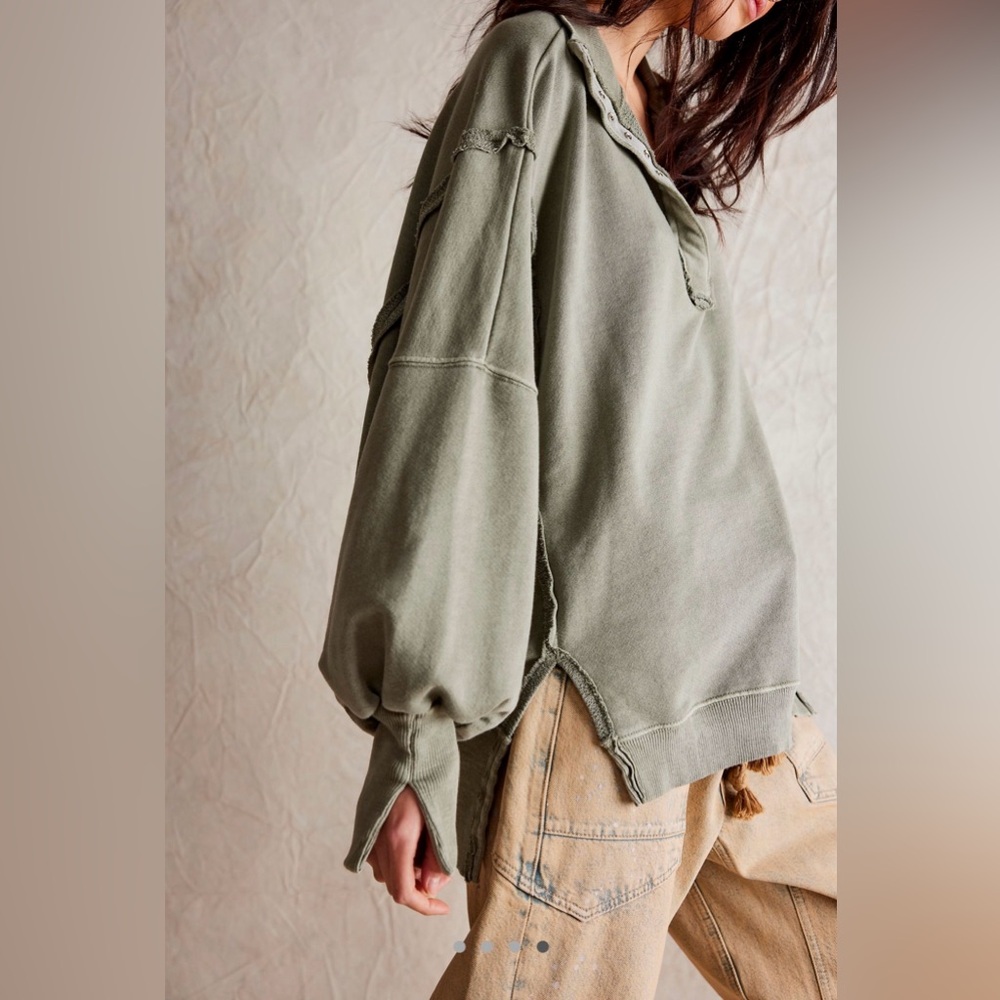 Free People Olive Green Sweatshirt - Picture 4 of 6